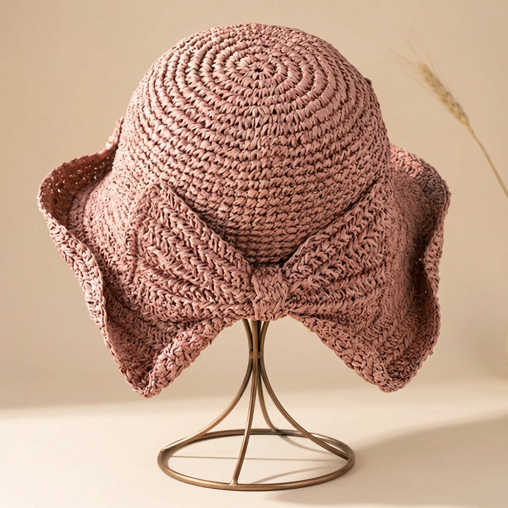 Chapeau de plage pour femme | bord large souple | texture tressée été