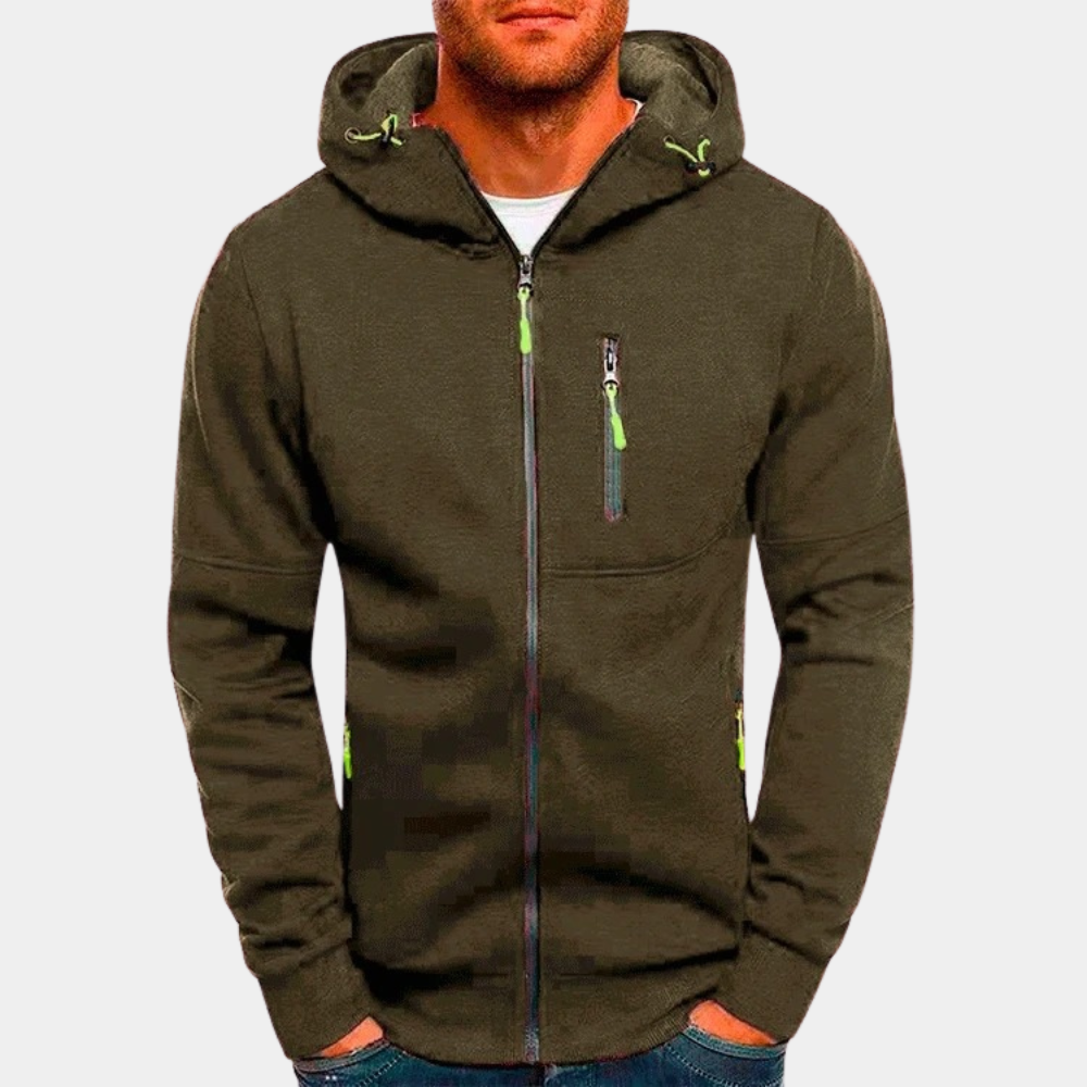 Felpa con cappuccio da uomo, con zip, vestibilità casual e confortevole per tutti i giorni