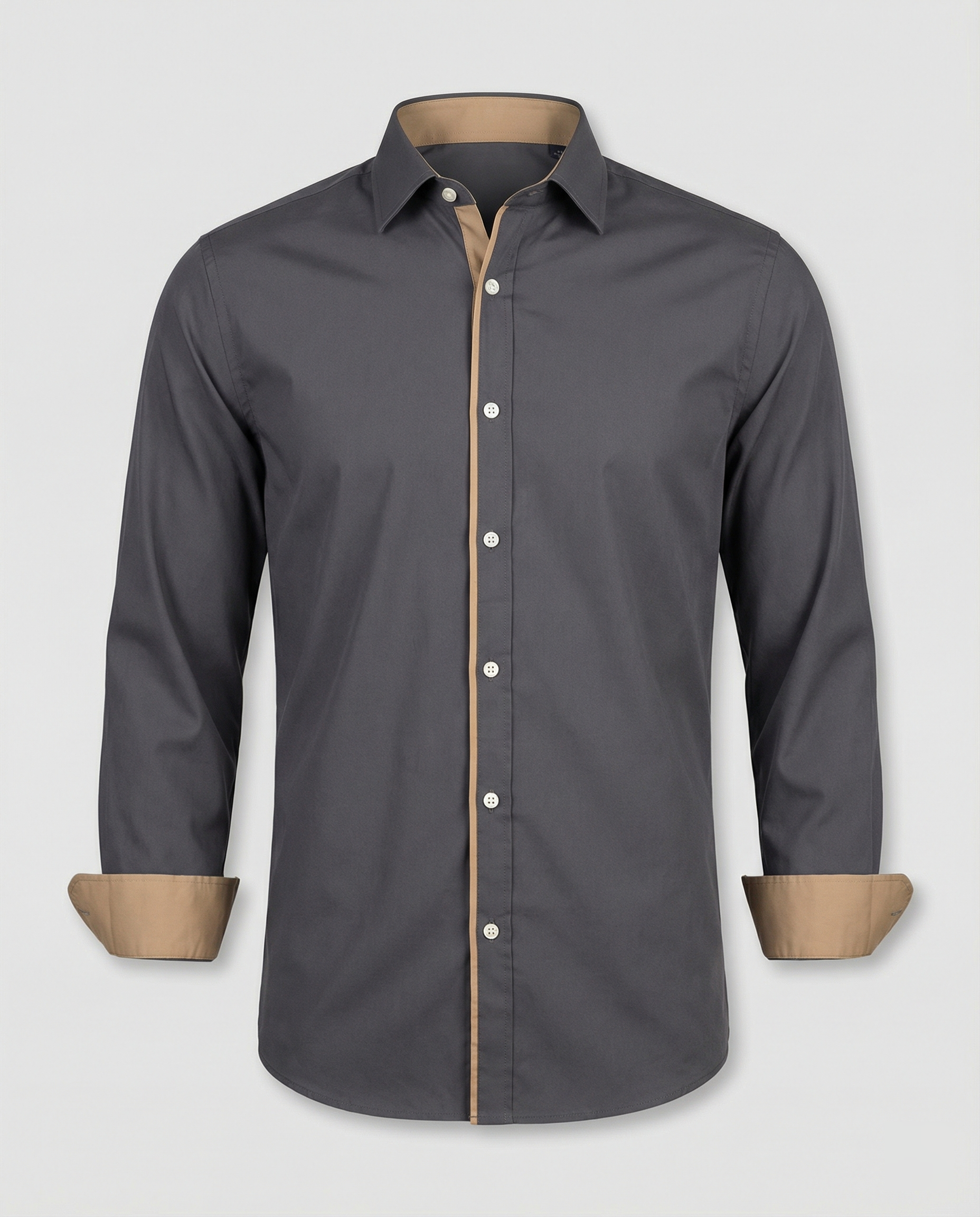 Long-sleeve shirt — contrast lining — fitted cut