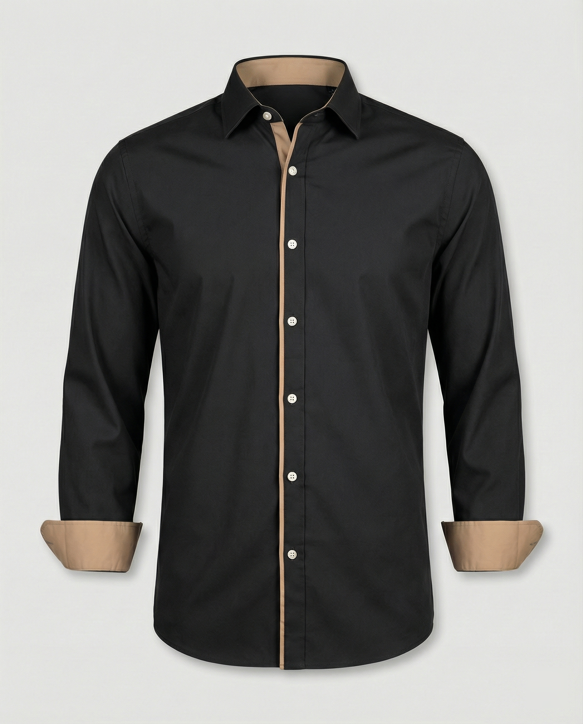 Long-sleeve shirt — contrast lining — fitted cut