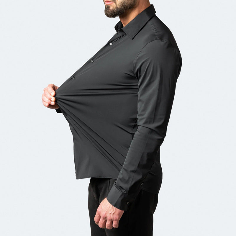 Chemise Homme Infroissable en Tissu Extensible à Manches Longues
