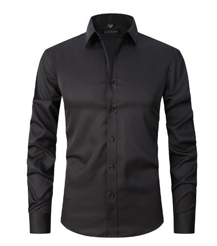 Chemise Homme Infroissable en Tissu Extensible à Manches Longues