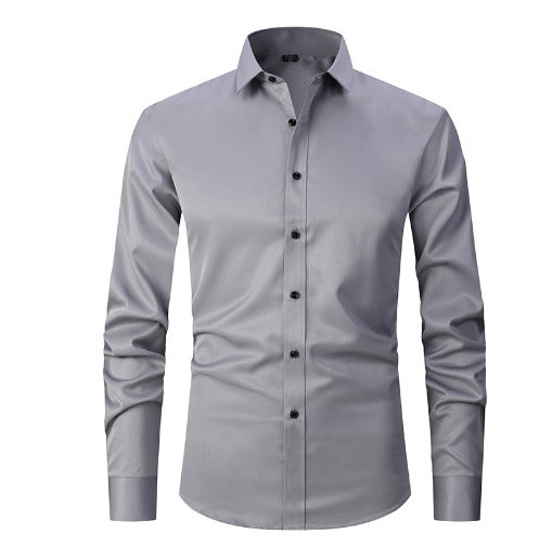 Chemise Homme Infroissable en Tissu Extensible à Manches Longues