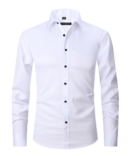 Chemise Homme Infroissable en Tissu Extensible à Manches Longues