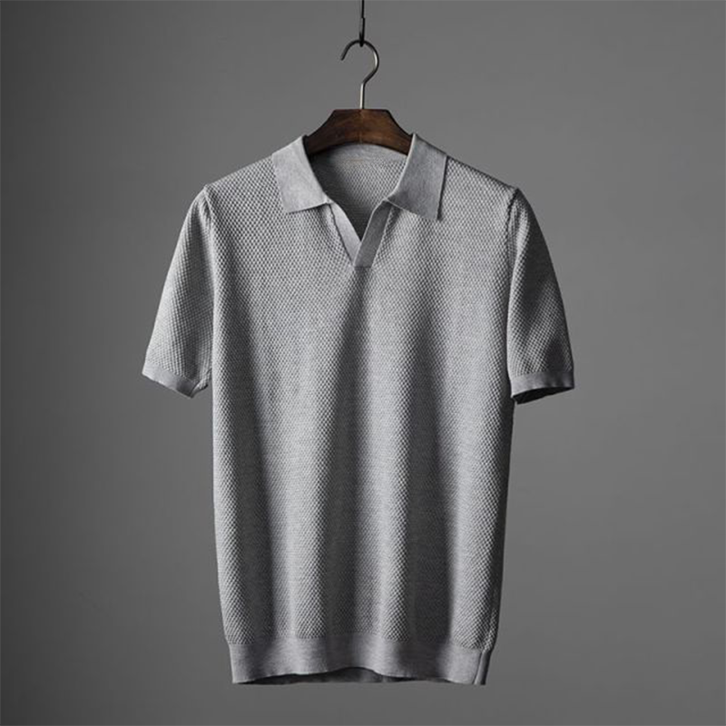Polo en Maille 100% Coton à Manches Courtes avec Col à Revers pour Homme