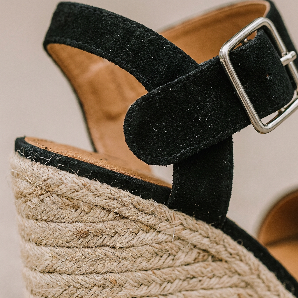 Sandales à Talon Compensé en Similicuir avec Plateforme en Espadrille pour Femme