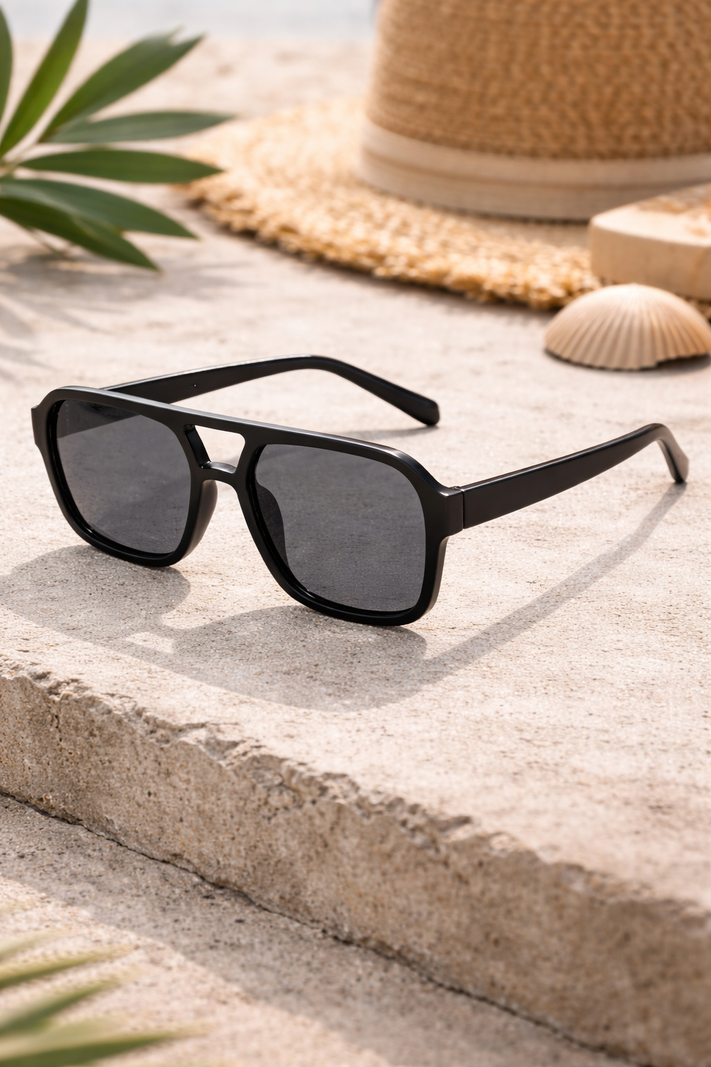 Lunettes de Soleil Rectangulaires Unisexes avec Protection UV et Monture Légère