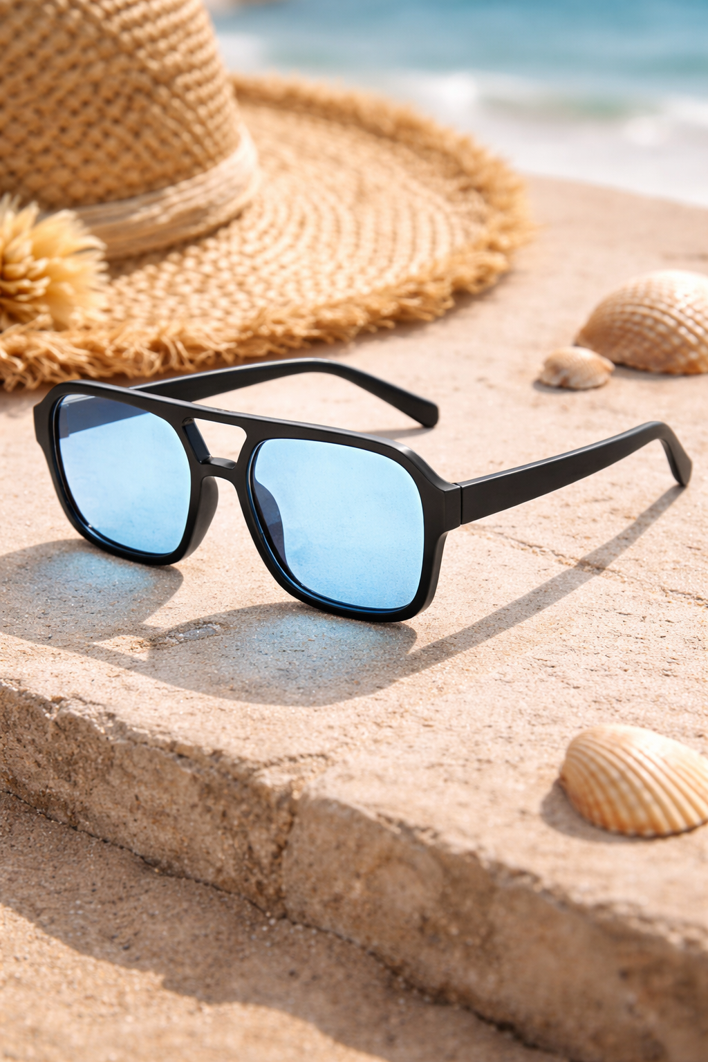 Lunettes de Soleil Rectangulaires Unisexes avec Protection UV et Monture Légère