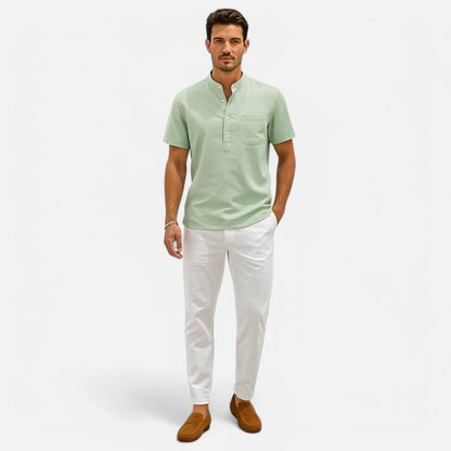 Velclairemode | Chemise Coton-Lin Col Henley – Esprit Vintage, Fraîcheur Décontractée
