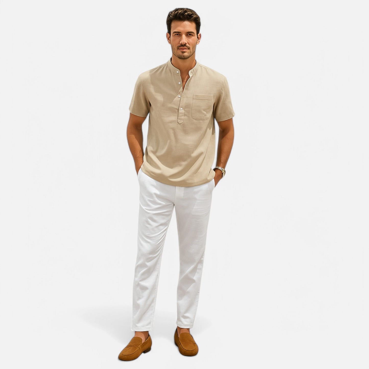 Velclairemode | Chemise Coton-Lin Col Henley – Esprit Vintage, Fraîcheur Décontractée