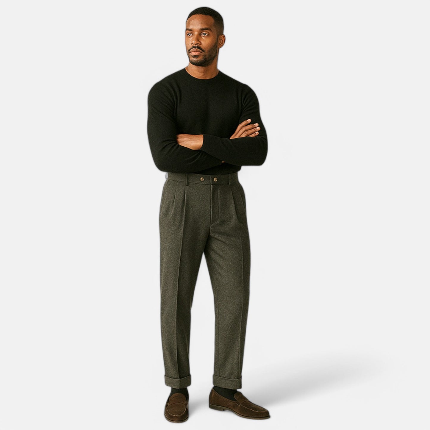 Velclairemode | Pantalon Droit en Laine Taille Haute Homme – Chaleur Structurée, Élégance Saisonnière