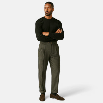 Velclairemode | Pantalon Droit en Laine Taille Haute Homme – Chaleur Structurée, Élégance Saisonnière