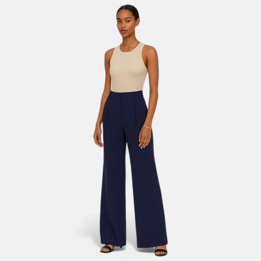Velclairemode | Pantalon Droit Taille Haute Zippé – Chic Vintage, Ligne Affirmée
