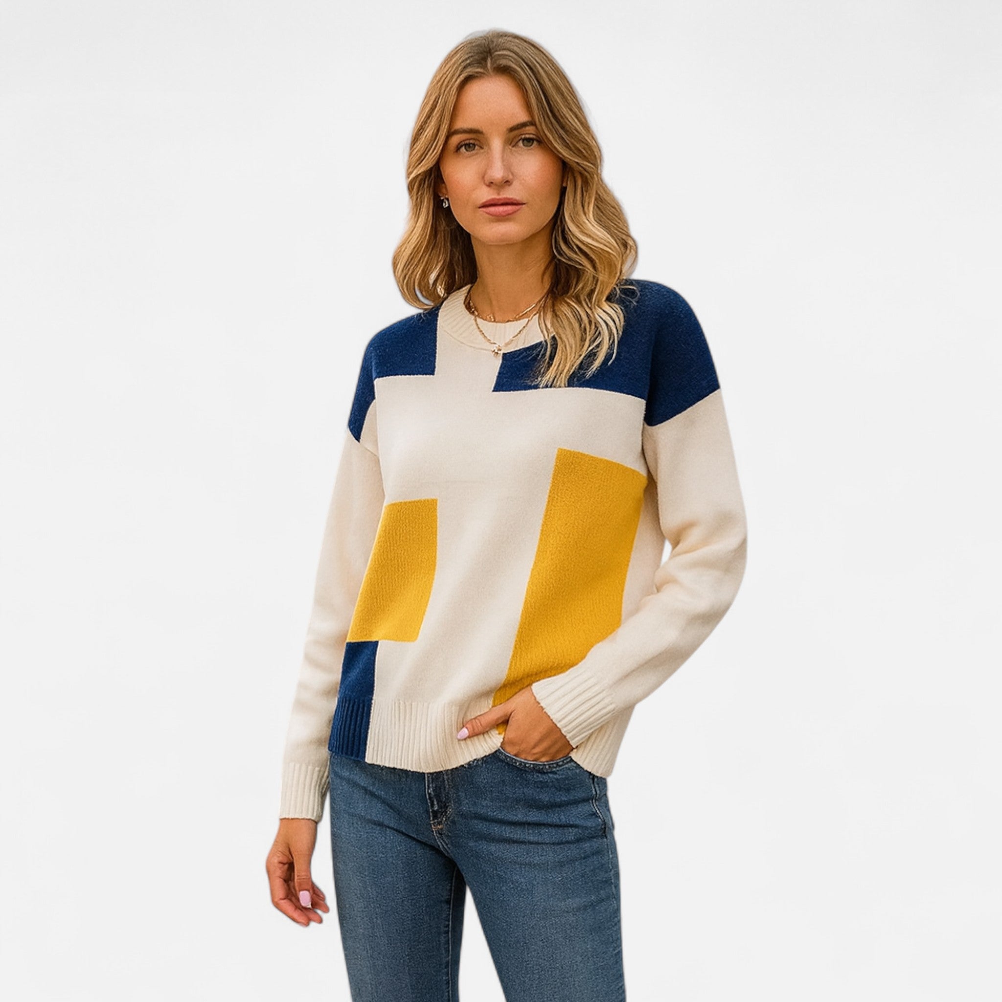 Velclairemode.com | Women's round neck sweater in soft knit