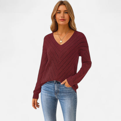 Velclairemode.com | Pull femme en maille à col en V