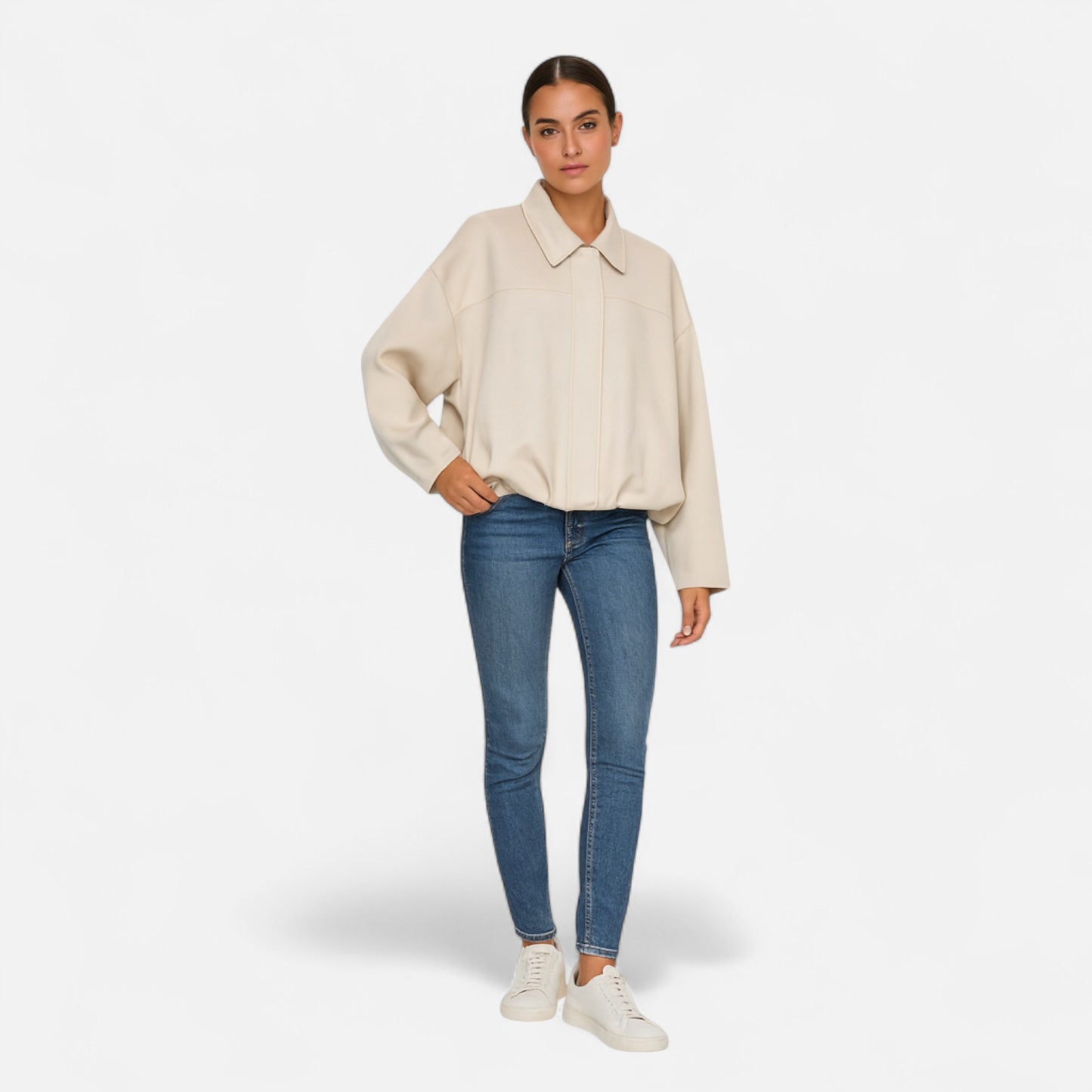 Velclairemode | Blouson Bomber Femme Oversize en Suédine – Volume Décontracté & Texture Luxueuse