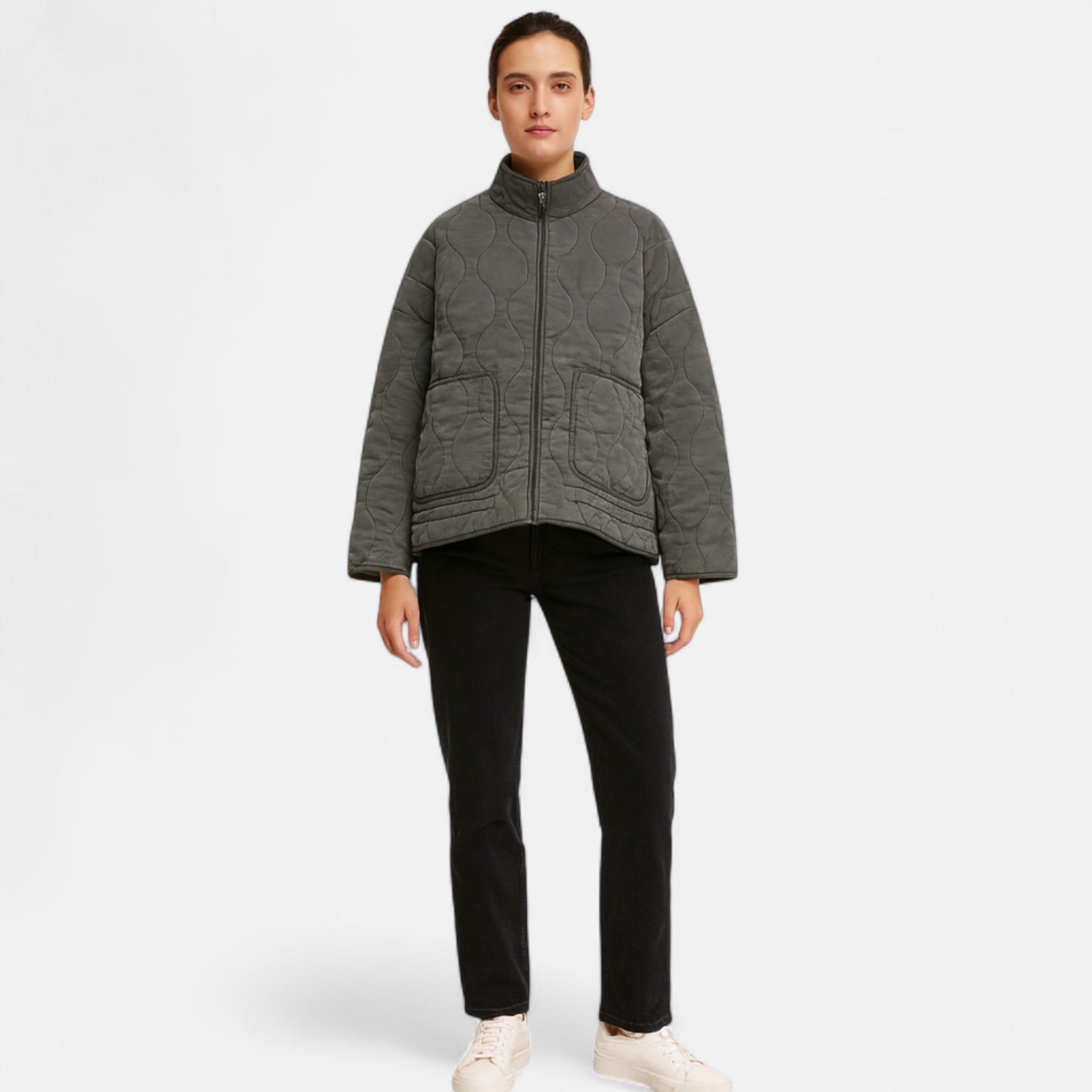 Velclairemode | Veste Femme en Coton à Col Montant – Ligne Structurée & Détail Architecturé