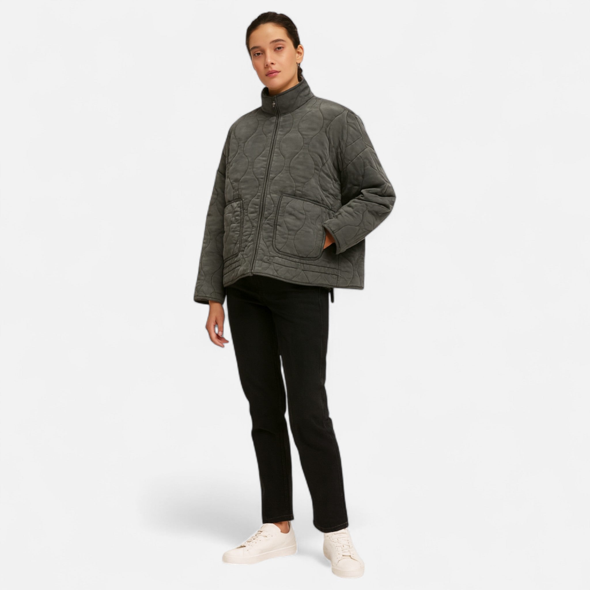 Velclairemode | Veste Femme en Coton à Col Montant – Ligne Structurée & Détail Architecturé