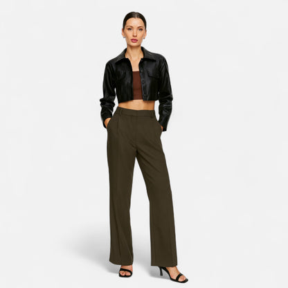 Velclairemode | Veste Courte Femme en Cuir – Col Revers & Attitude Sculptée