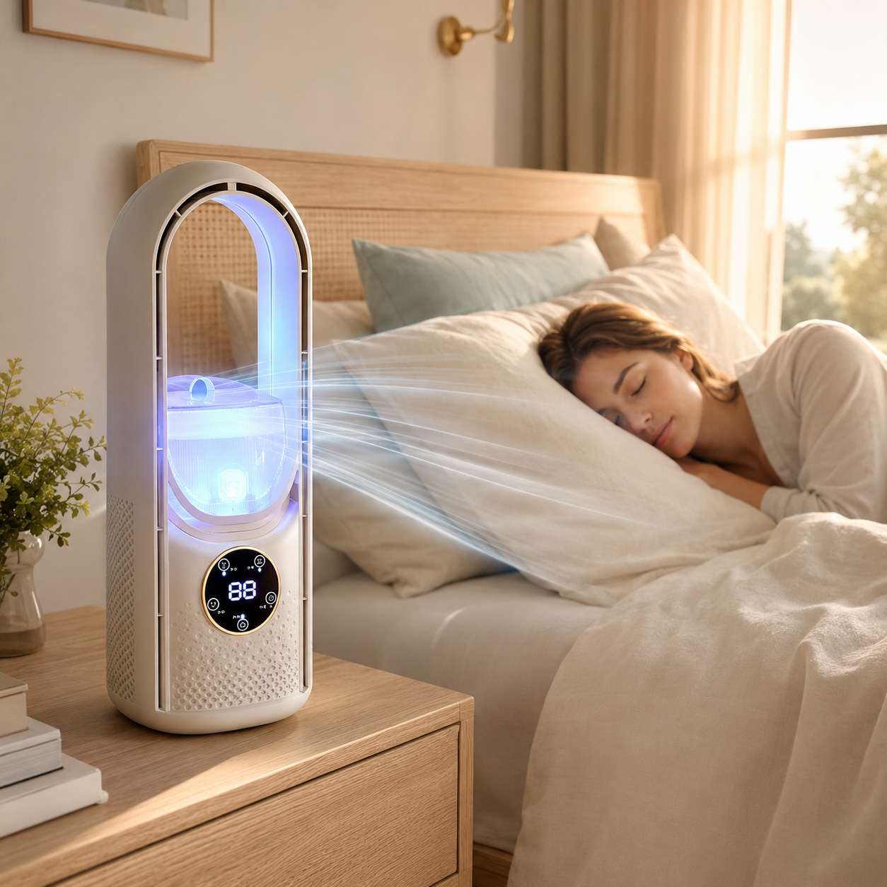 Ventilador de Mesa Sem Hélices Silencioso com 3 Modos de Ventilação