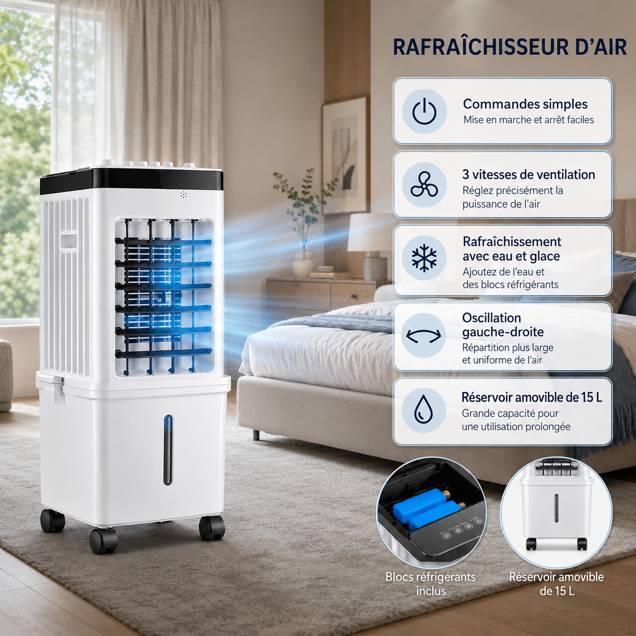 Refrigerador de Ar Portátil 3 em 1 com Controle Remoto