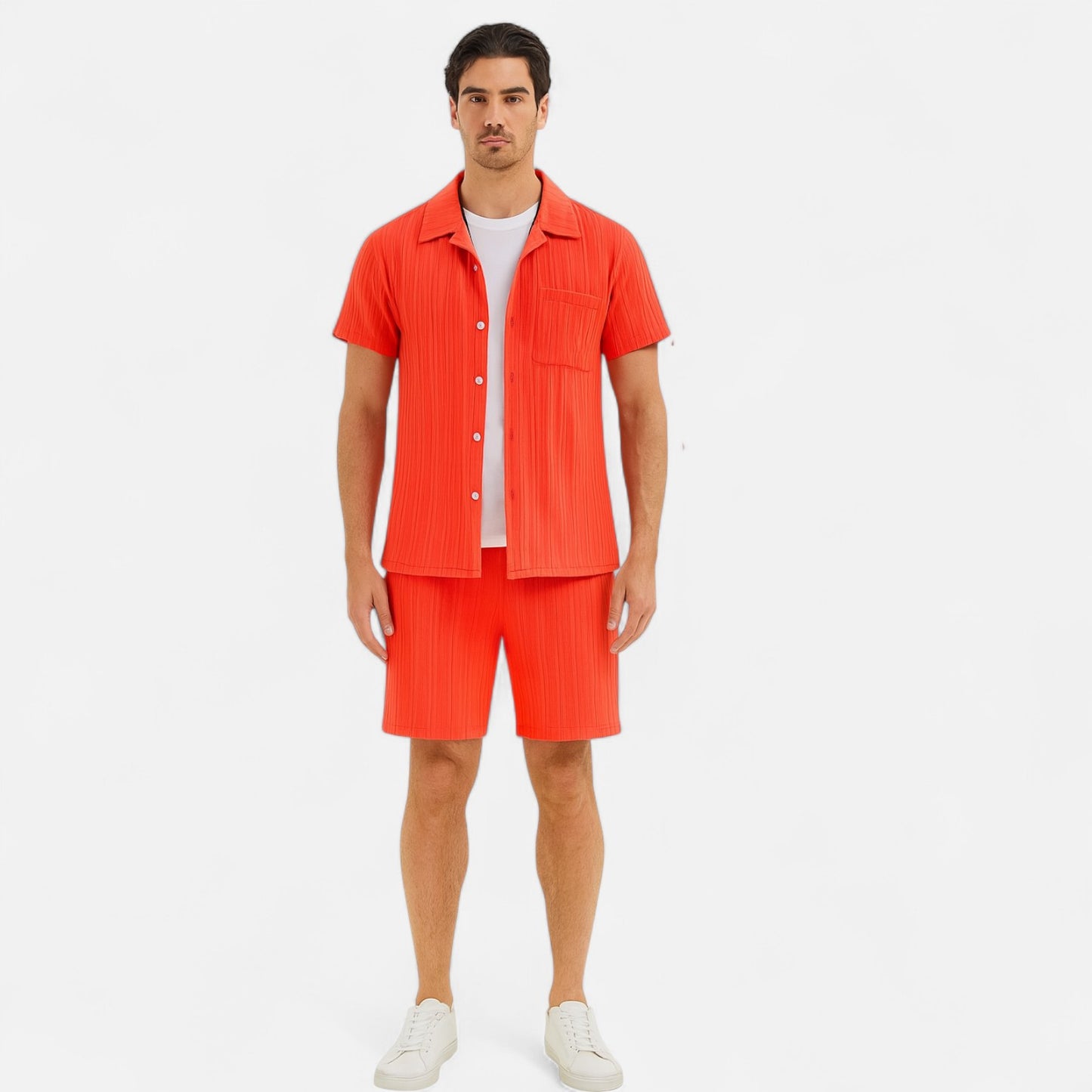 Velclairemode | Ensemble Été Garçon – Chemise Unie Légère & Short Décontracté, Élégance Fraîche et Confort Naturel