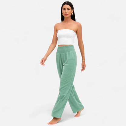 Velclairemode | Pantalon Femme Décontracté à Cordon – Taille Mi-Haute, Finition Usée Stylisée