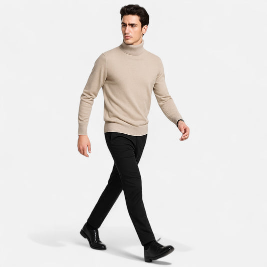 Velclairemode | Pull Col Roulé Homme en Maille Premium – Élégance Structurée, Confort Thermique