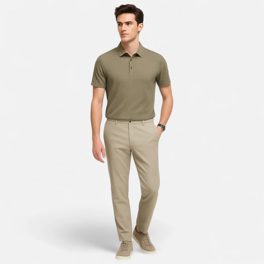 Velclairemode | Polo homme respirant col lacé Riviera chic