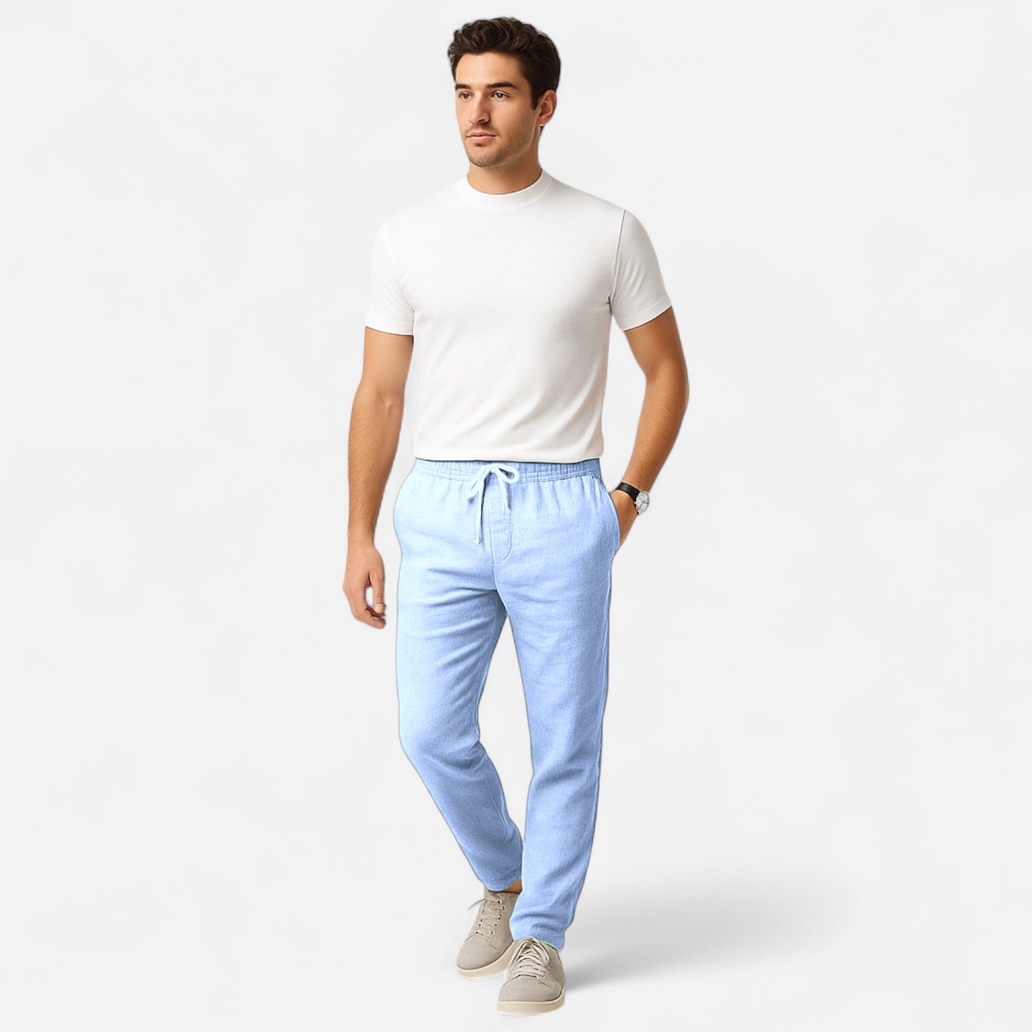 Velclairemode | Pantalon coton‑lin souple coupe heritage