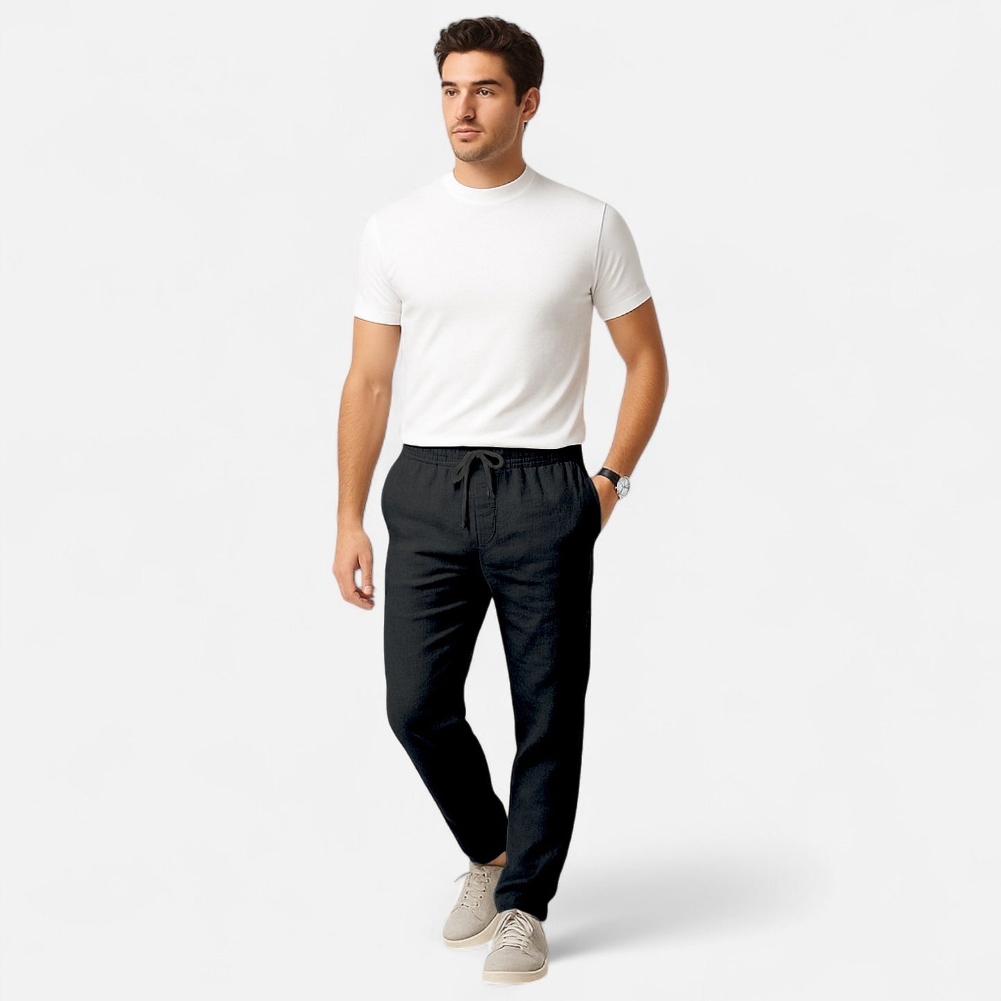 Velclairemode | Pantalon coton‑lin souple coupe heritage