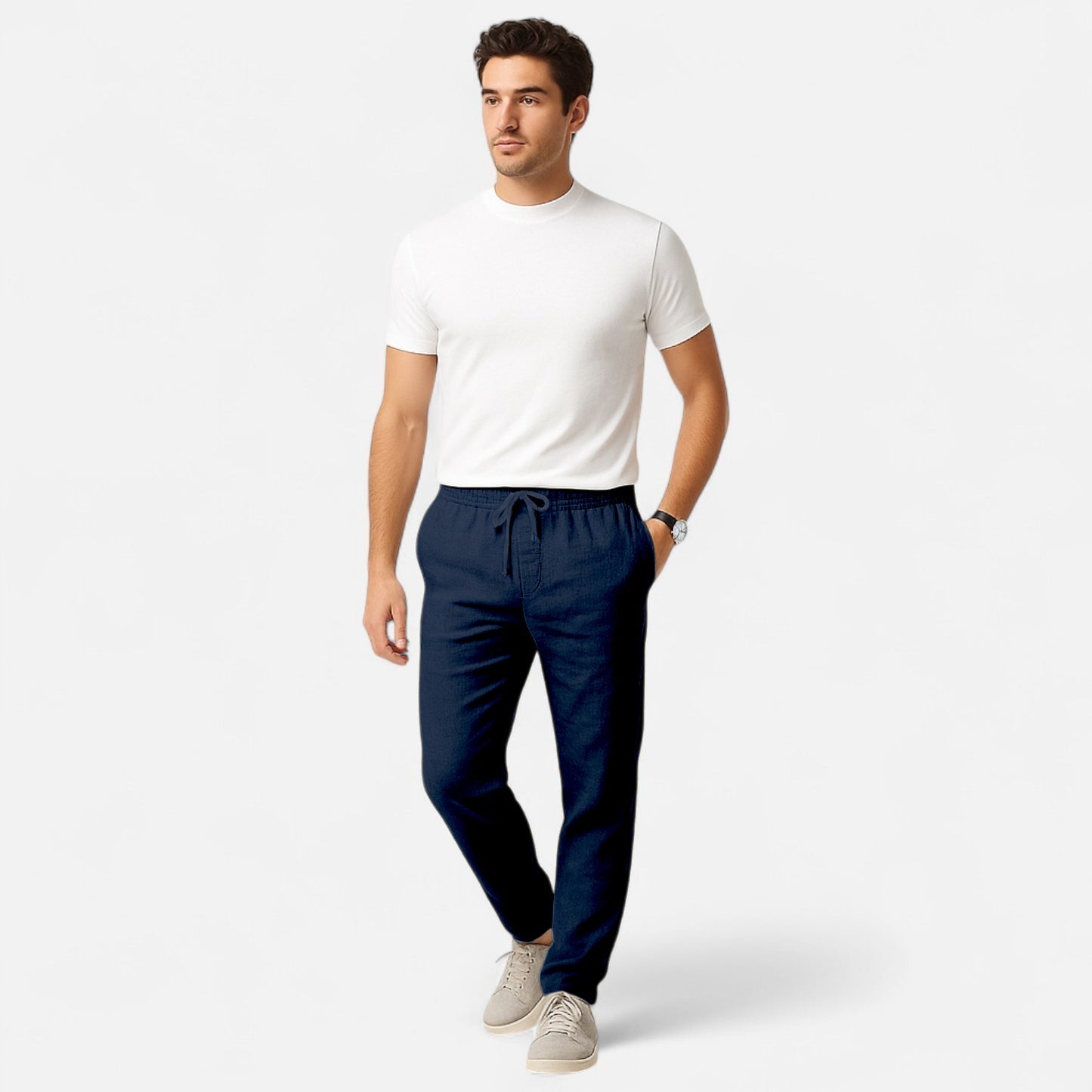 Velclairemode | Pantalon coton‑lin souple coupe heritage