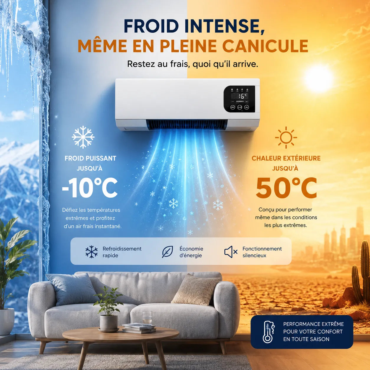 Aparato de pared frío/calor 2000 W con control remoto
