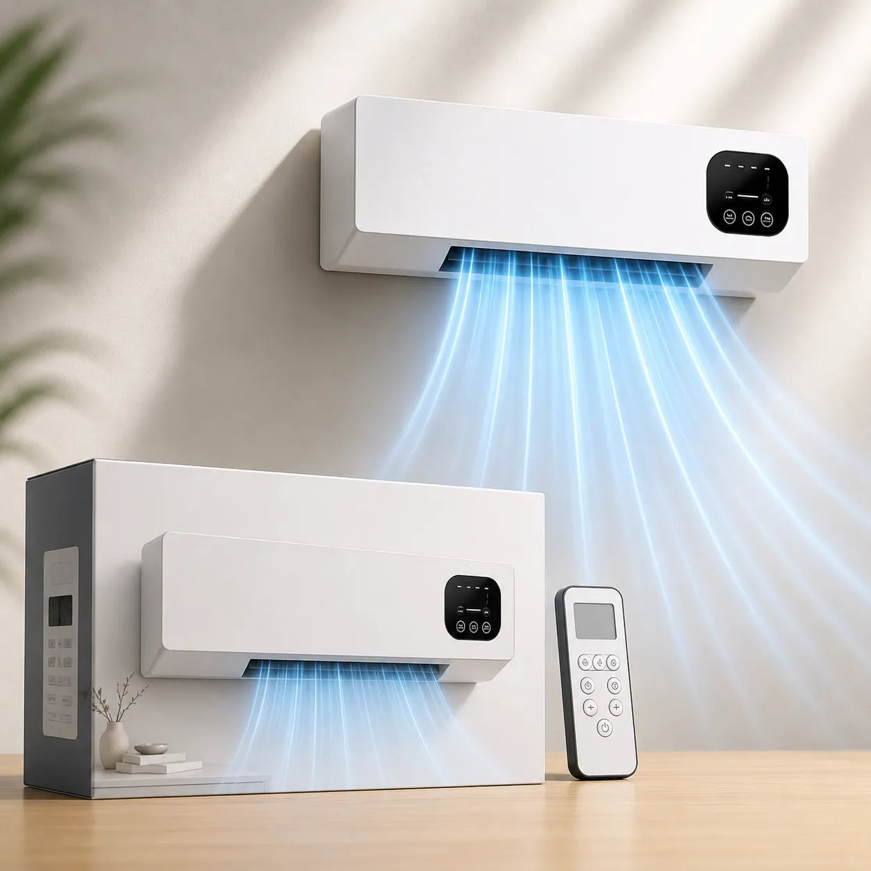 2000 W Wall-Mounted Hot/Cold Unit with Remote Control