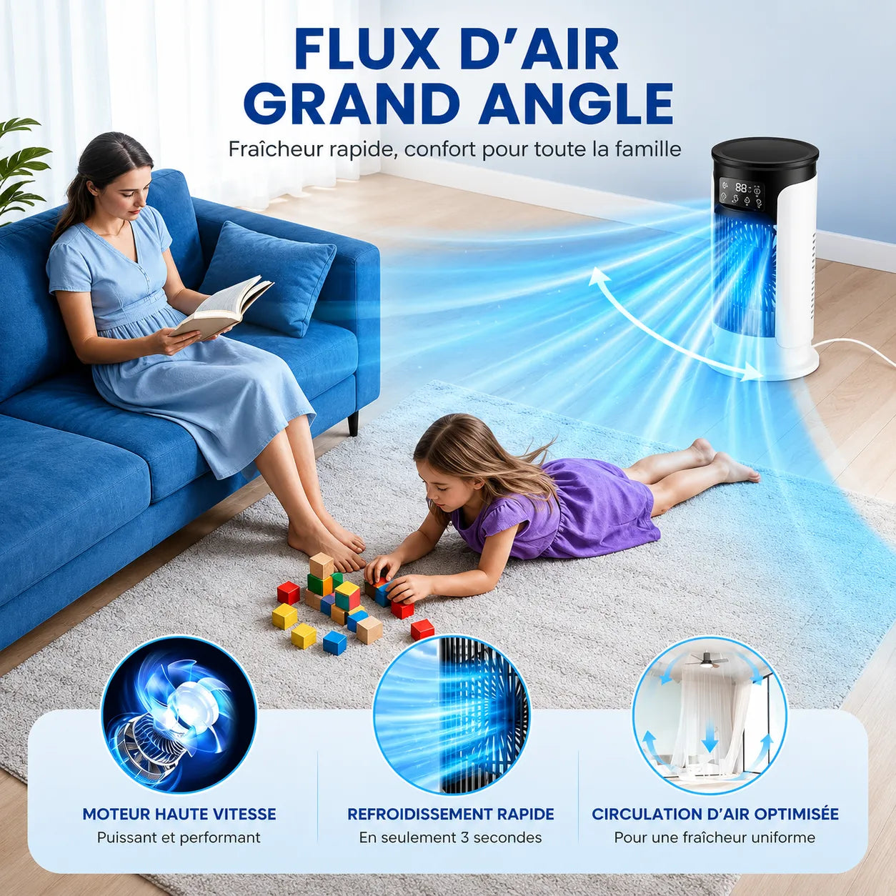 Resfriador de Ar Portátil 3 em 1 com Nebulização e Iluminação LED