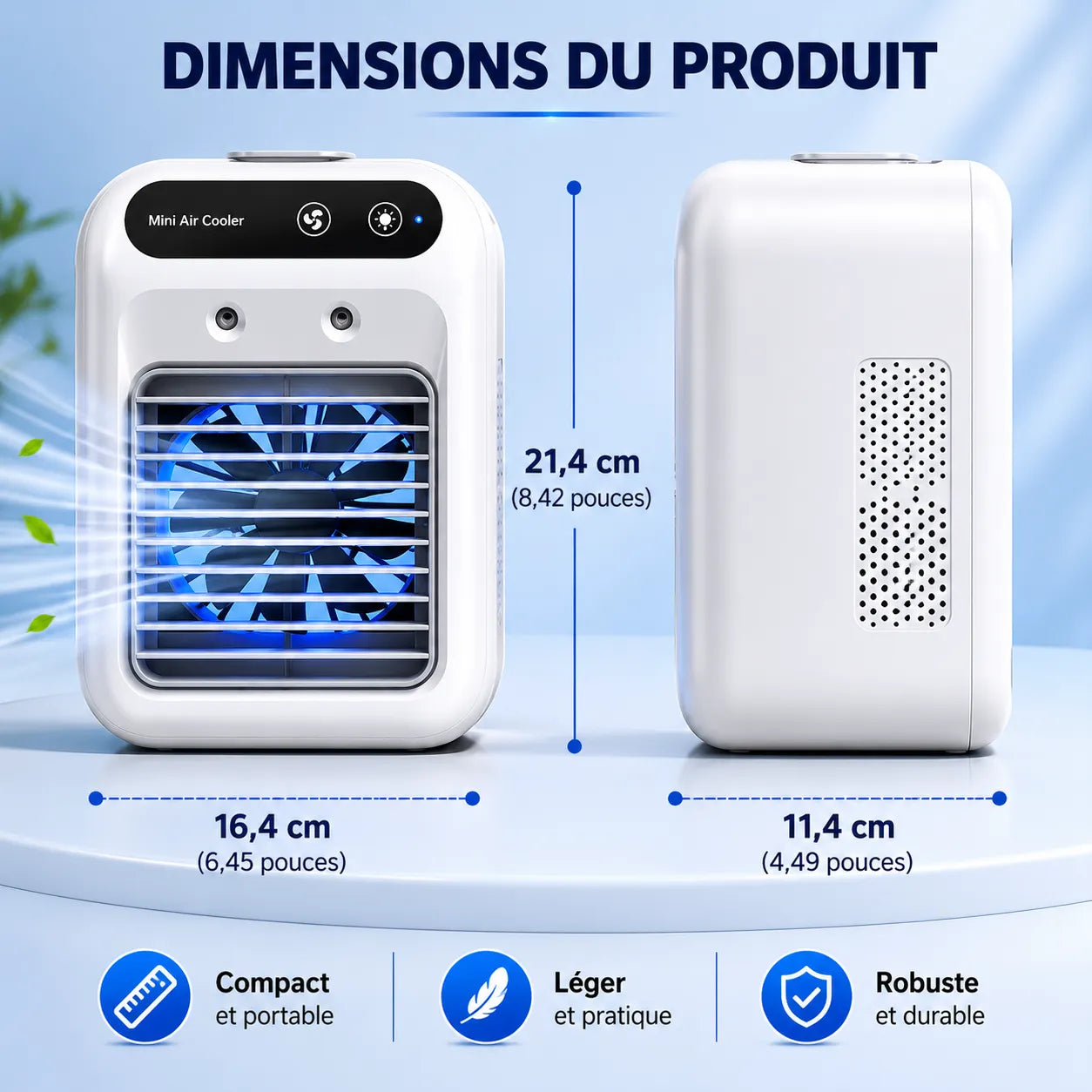 Enfriador de aire portátil 3 en 1 recargable por USB de 500 ml