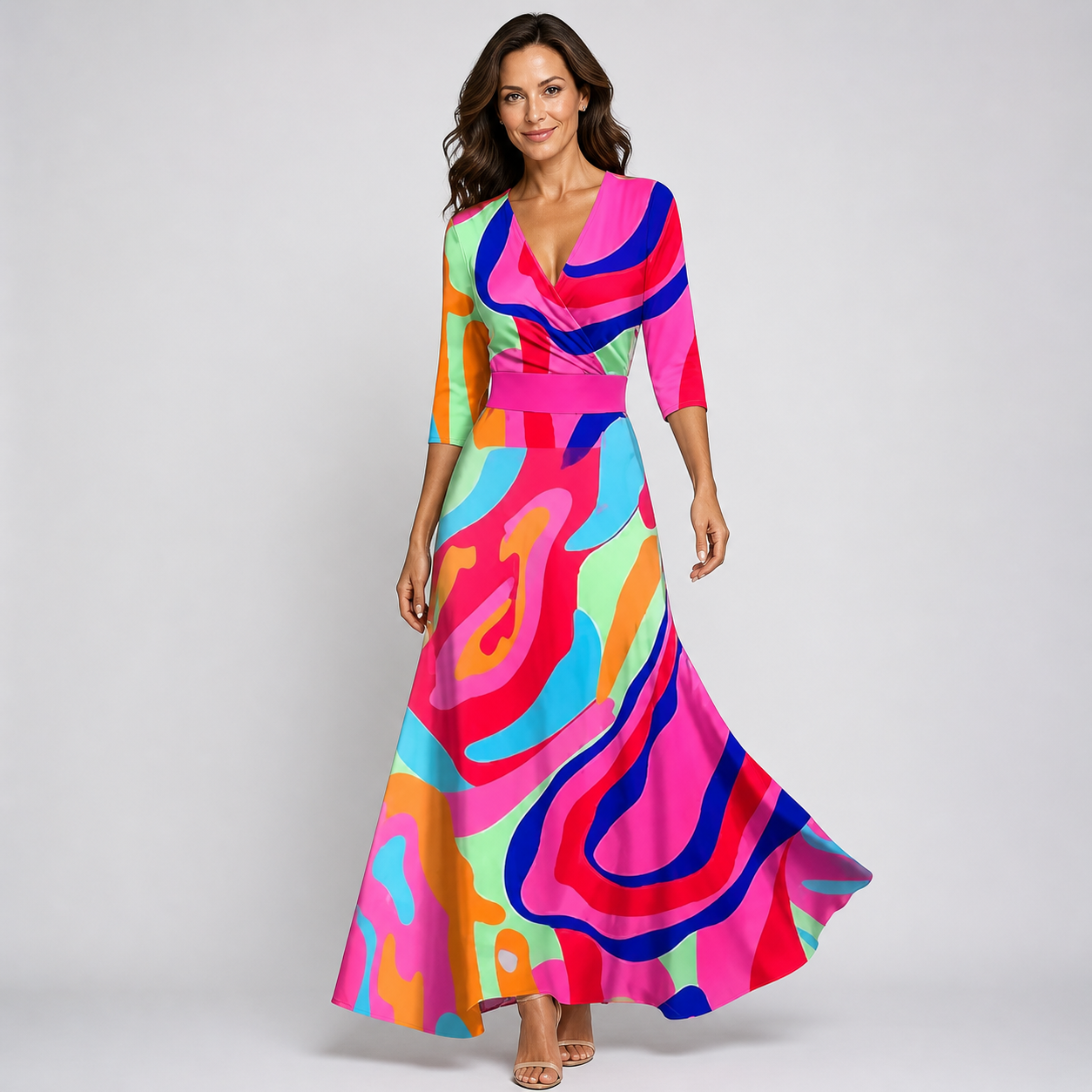 Rochie lungă pentru femei — imprimeu floral — ținută de seară