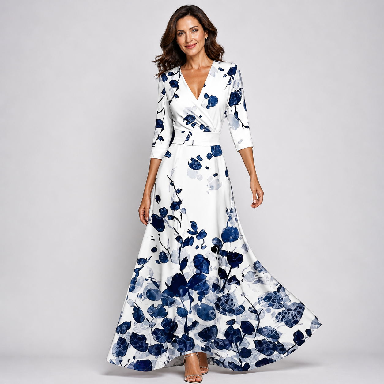 Rochie lungă pentru femei — imprimeu floral — ținută de seară