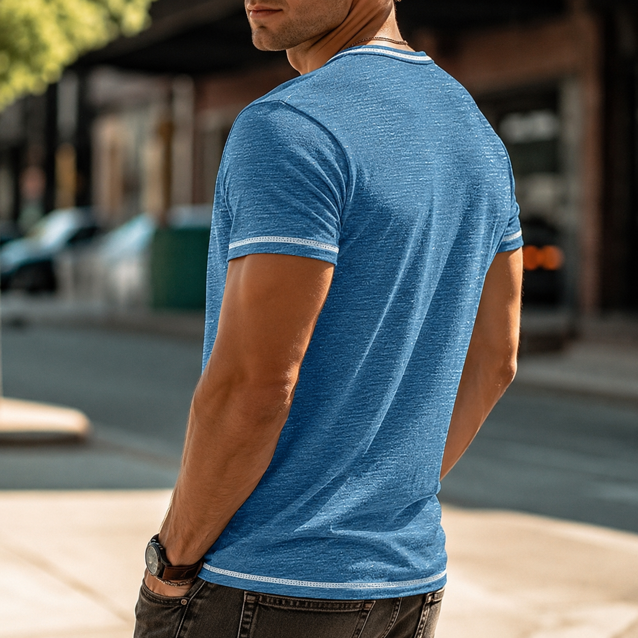 T-shirt homme Henley coton coupe confortable