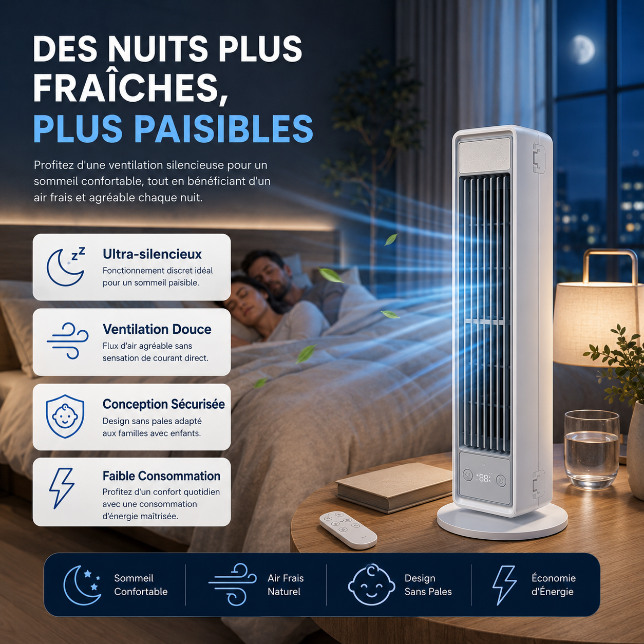 Bladløst Tårnventilator med Multidirektionel Luftstrøm