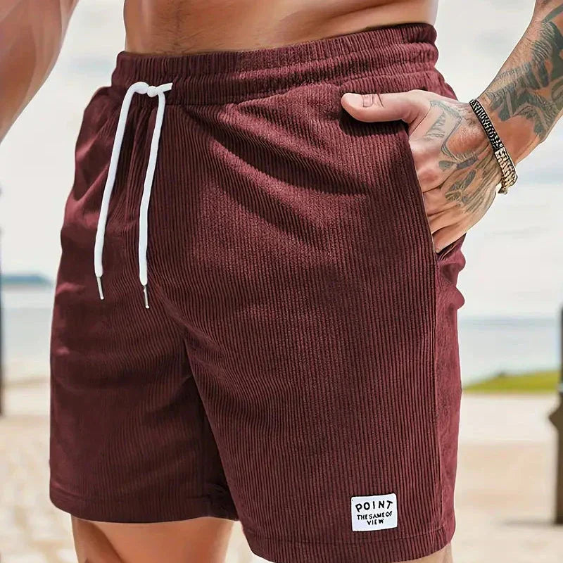 Short velvet men's shorts | casual bermuda with drawstring