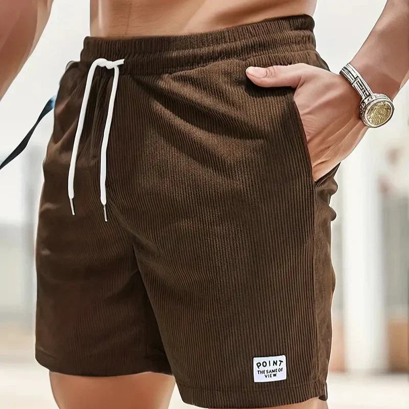 Short velvet men's shorts | casual bermuda with drawstring