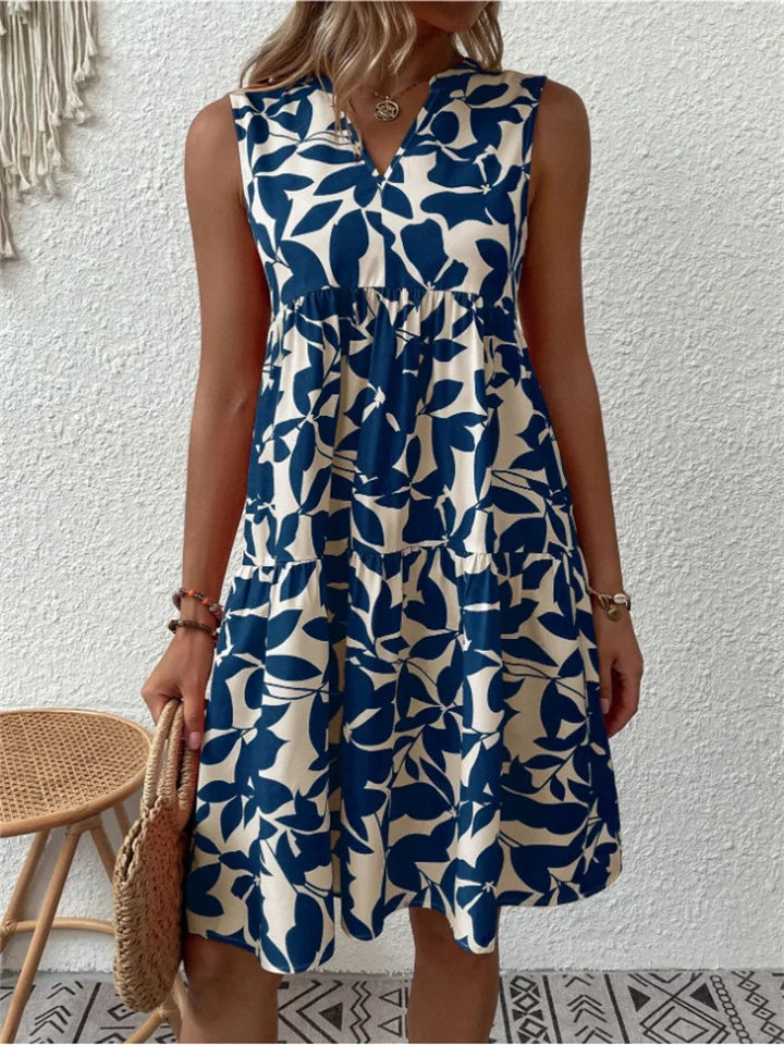 Robe midi femme sans manches imprimé floral