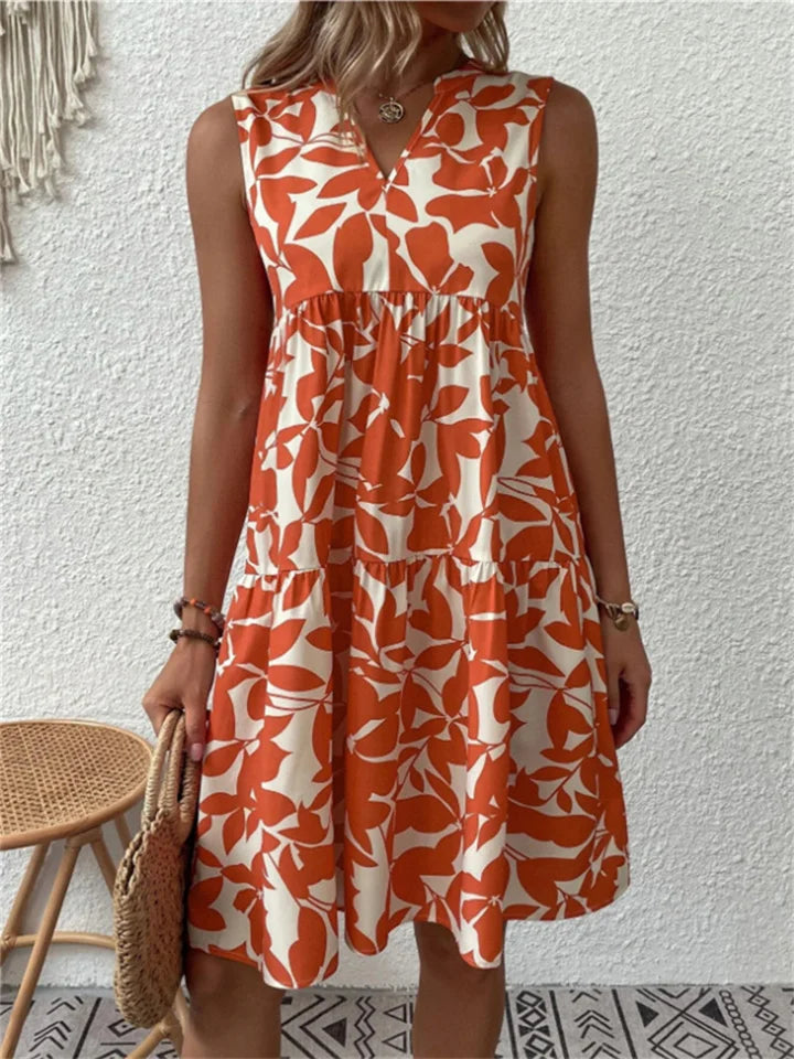 Robe midi femme sans manches imprimé floral