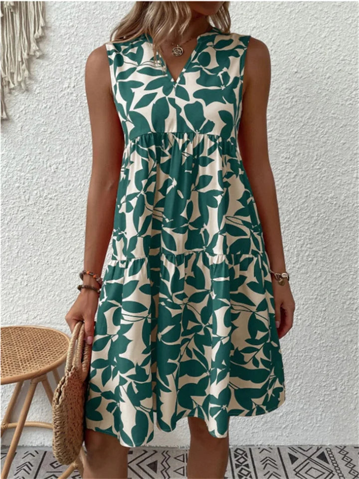Robe midi femme sans manches imprimé floral