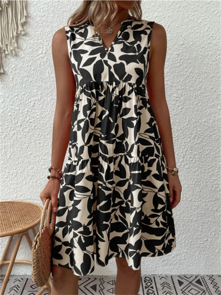 Robe midi femme sans manches imprimé floral