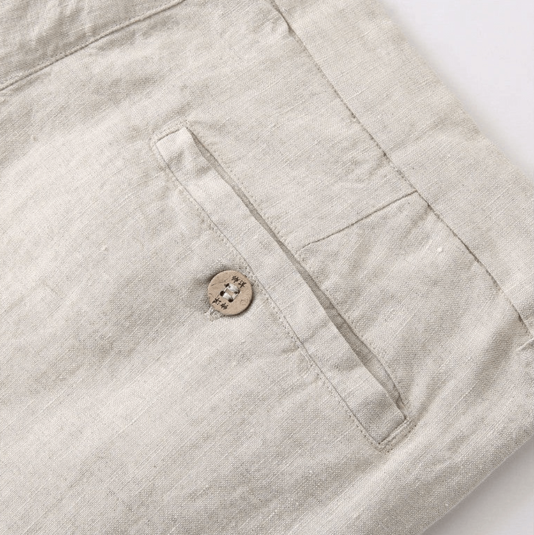 Pantalon en lin homme — coupe droite — tenue décontractée quotidienne