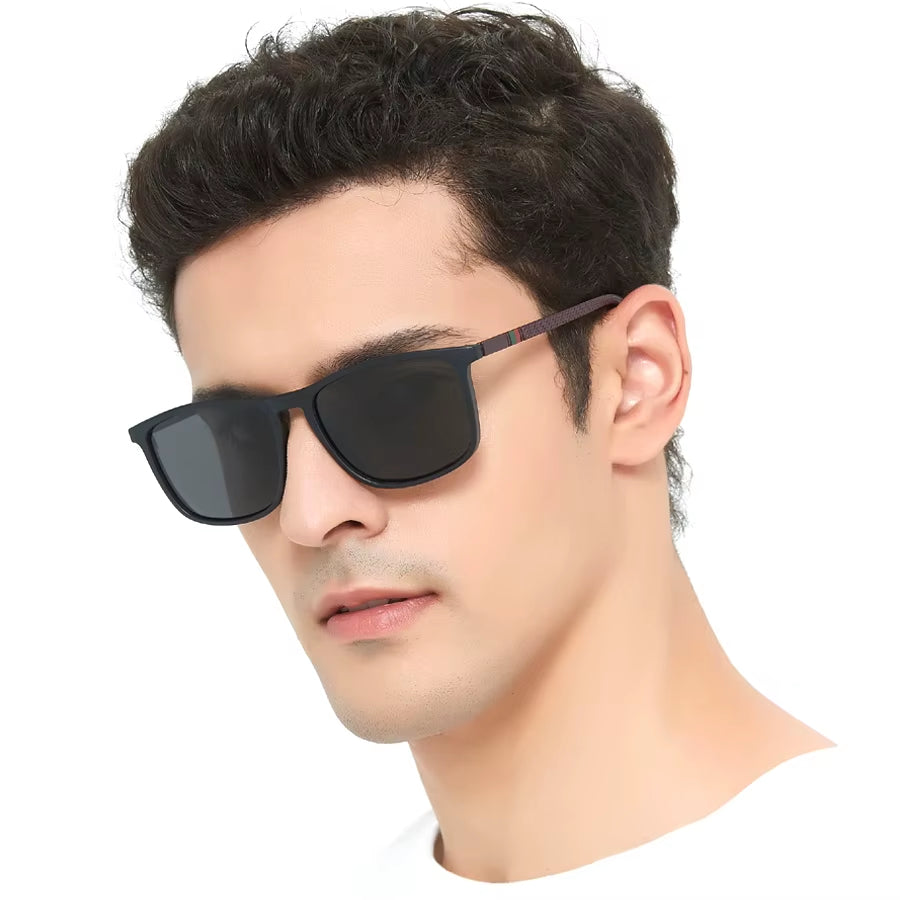 Lunettes Polarisantes de Sport et Conduite avec Monture Rectangulaire et Plaquettes Douces