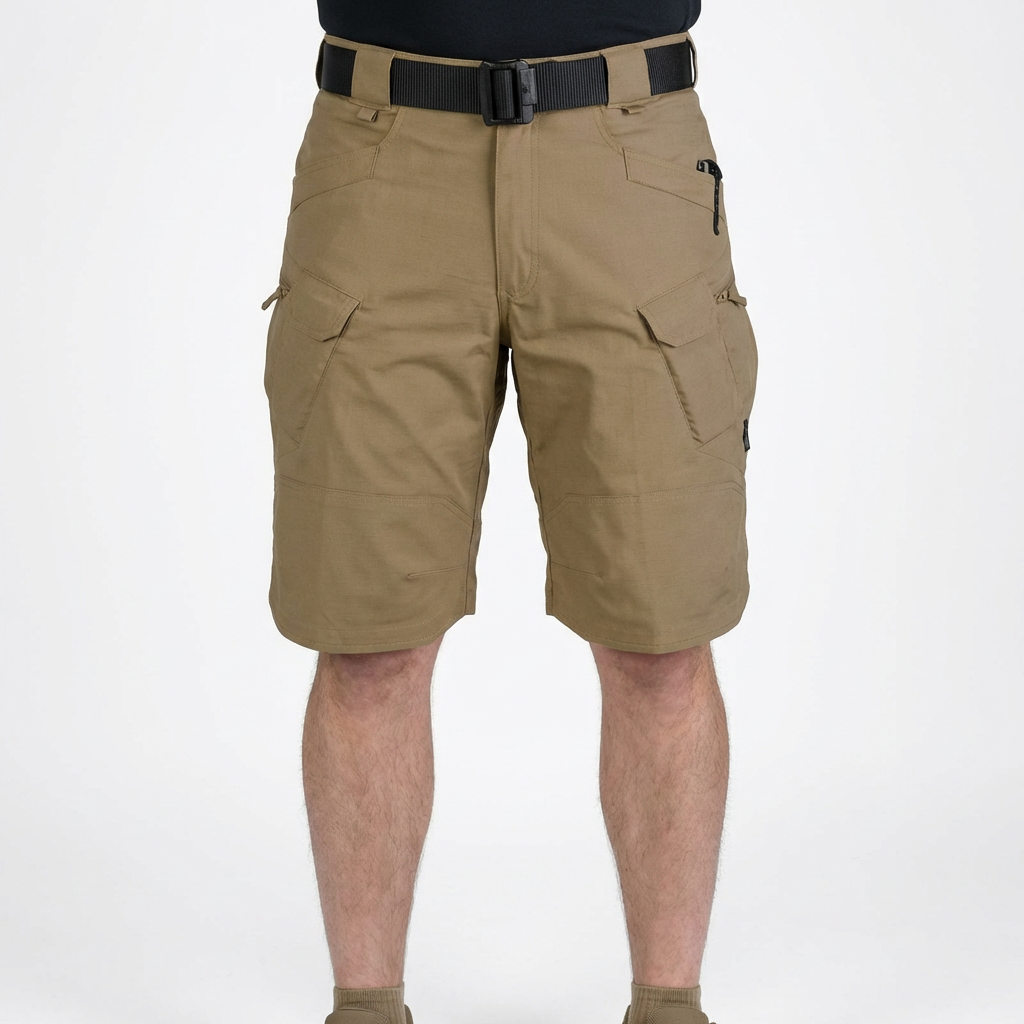 Bermuda cargo tattici da uomo con multiple tasche e vita elastica