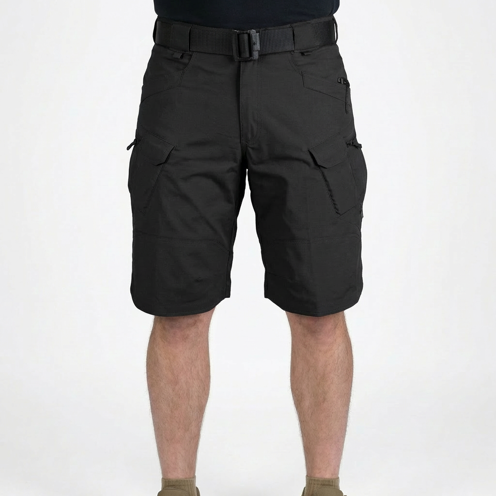 Bermuda cargo tattici da uomo con multiple tasche e vita elastica